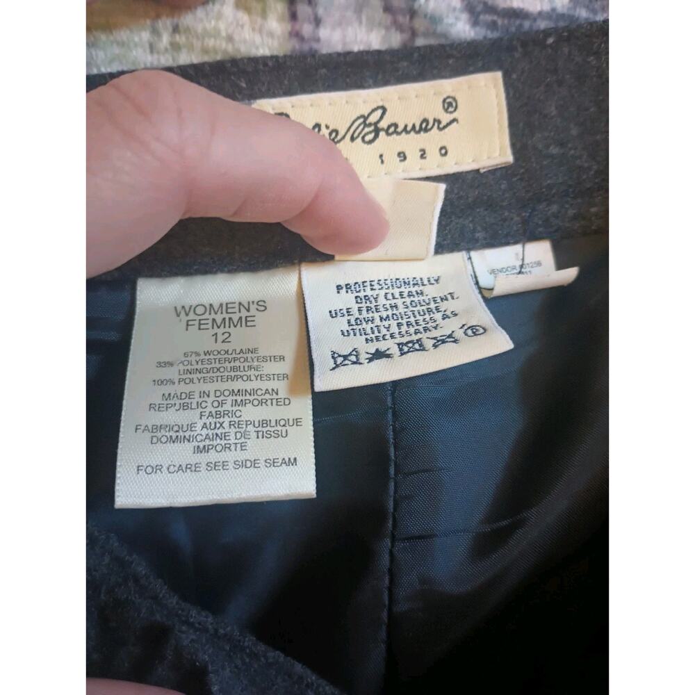 Vtg Eddie Bauer Womens Academia Wool Trouser Pants 12 Gray High Waist Old Money - Picture 8 of 12